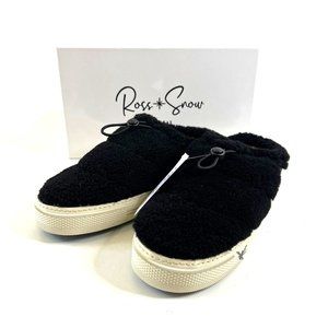 New Ross and Snow Black Shearling Puff Scuff Mens Size 14 Made in Italy Luxury